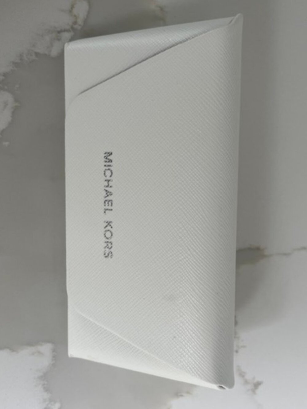 Michael Kors White Saffiano Leather eyeglasses/accessories Case (Hard Shell)